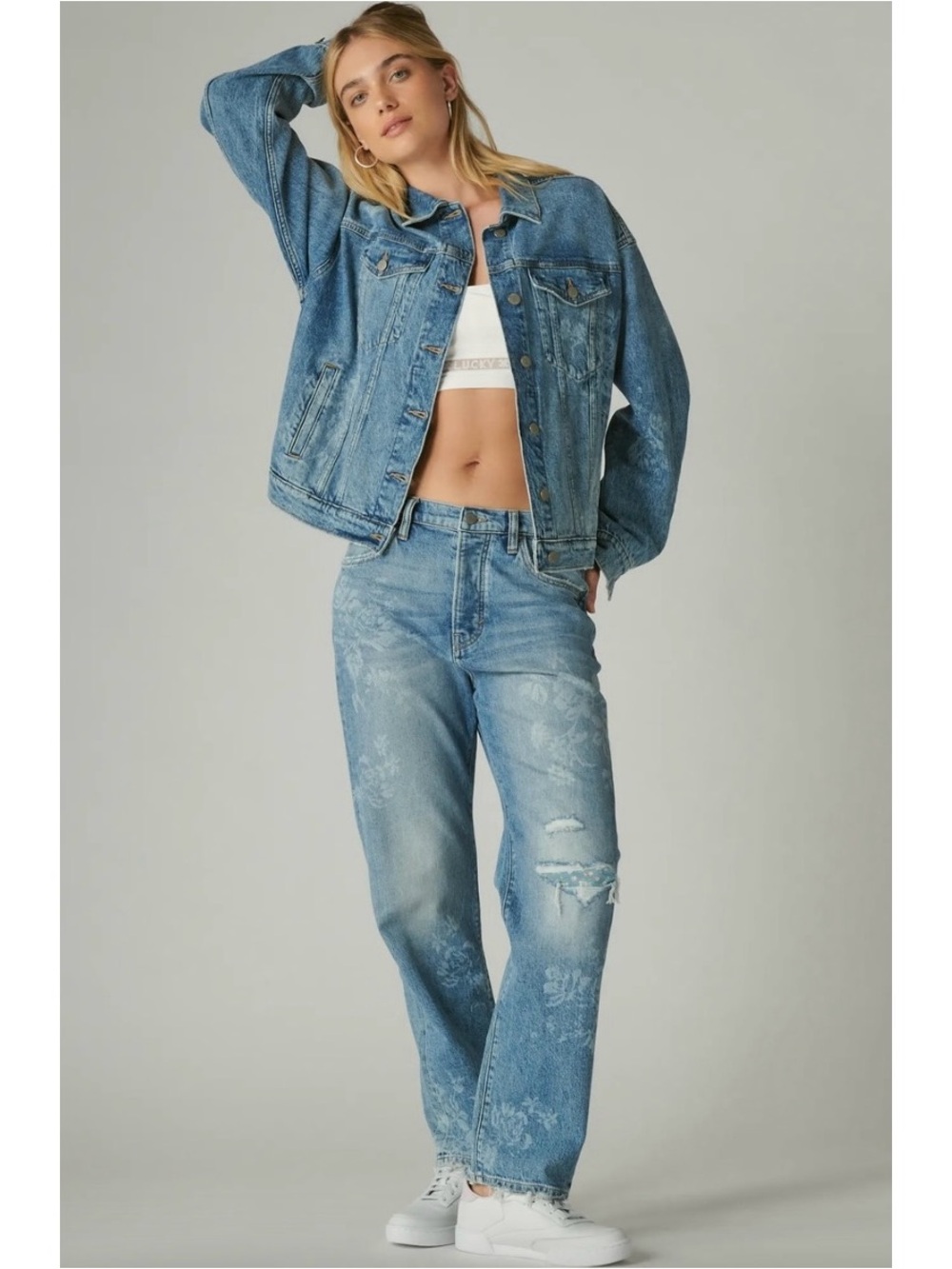 Lucky Brand Laura Ashley High Rise 90s Loose Jean Cool Down Floral, 2/26